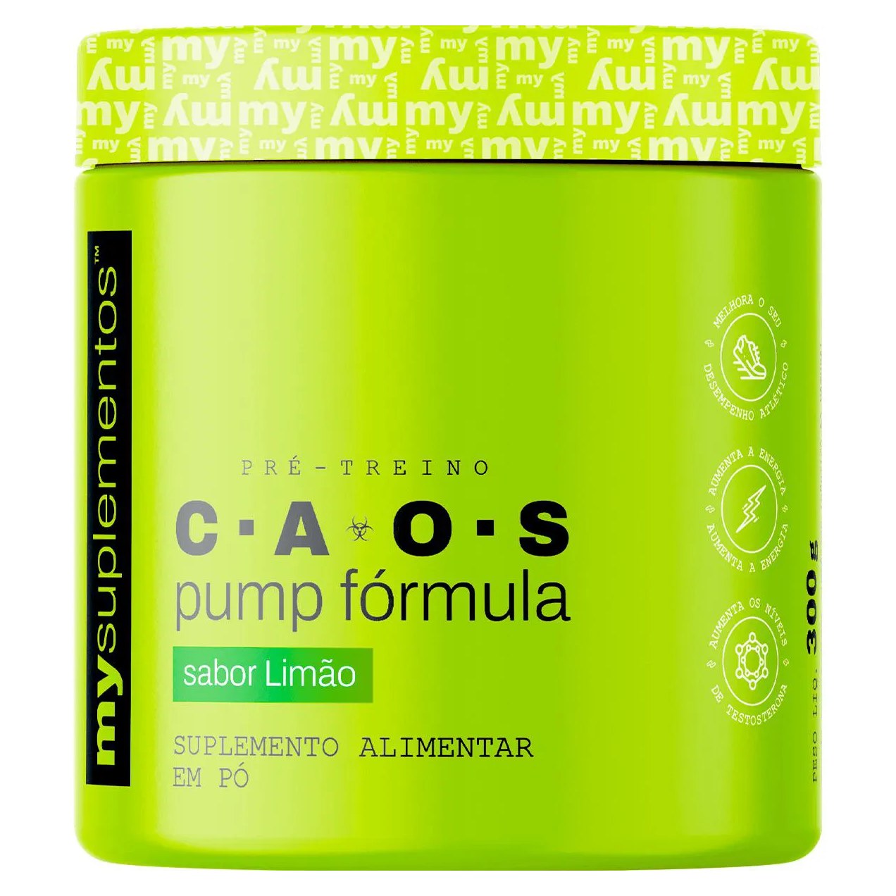 Pré-Treino C.a.o.s 300G | Pump Fórmula | 400Mg de Cafeína - My Suplementos Limão