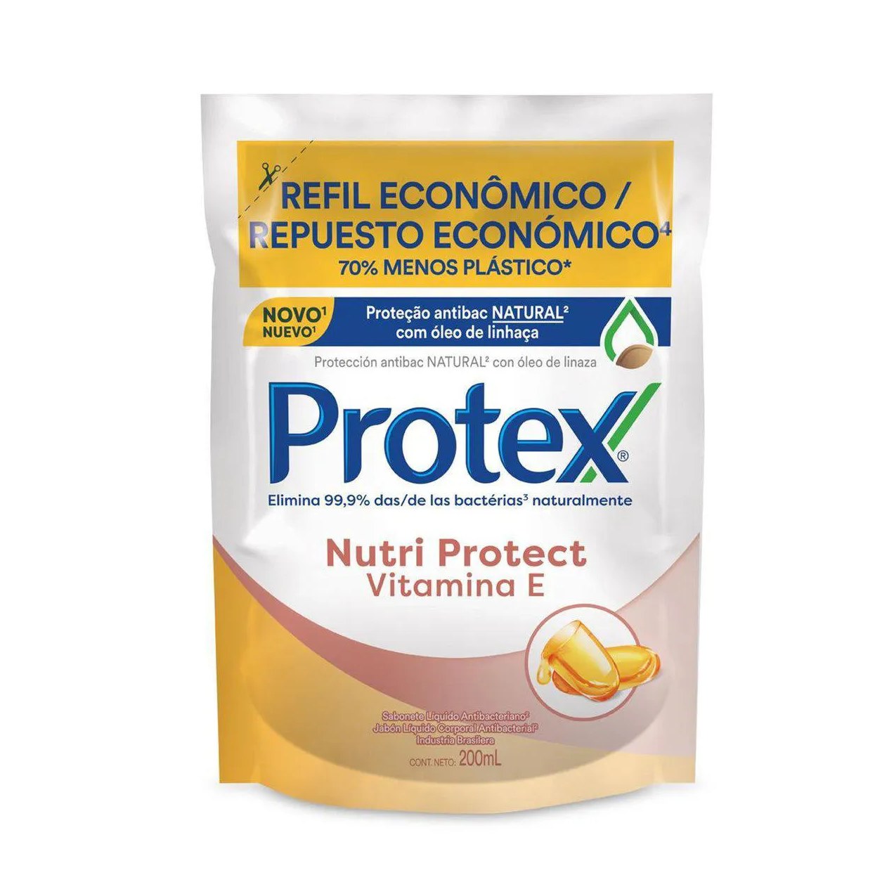 Refil Sabonete Líquido Corporal Protex Nutri Protect Vitamina E com 200ml