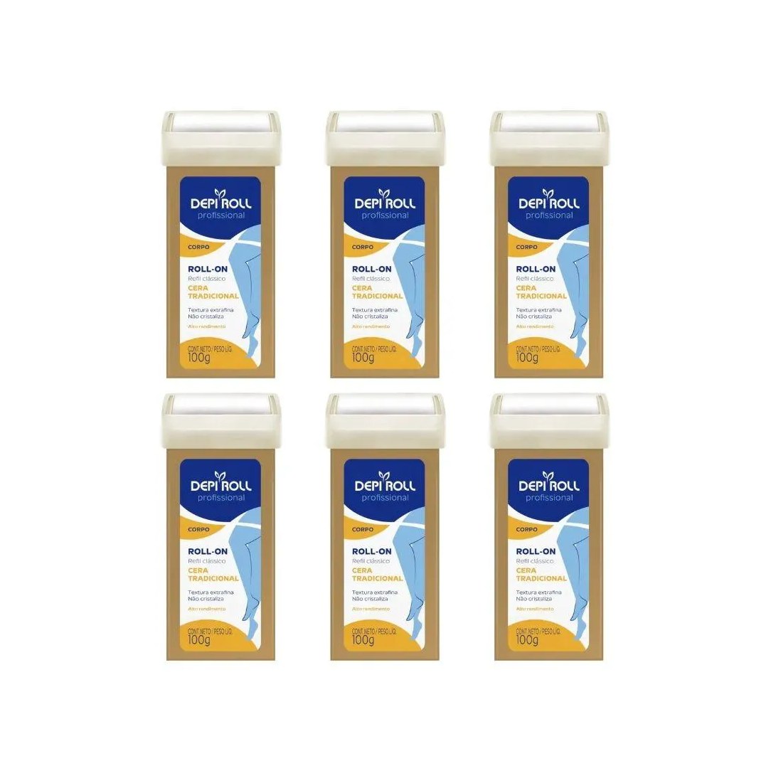 Depilatorio Depiroll Roll-On 100G Tradicional - Kit C/ 6Un