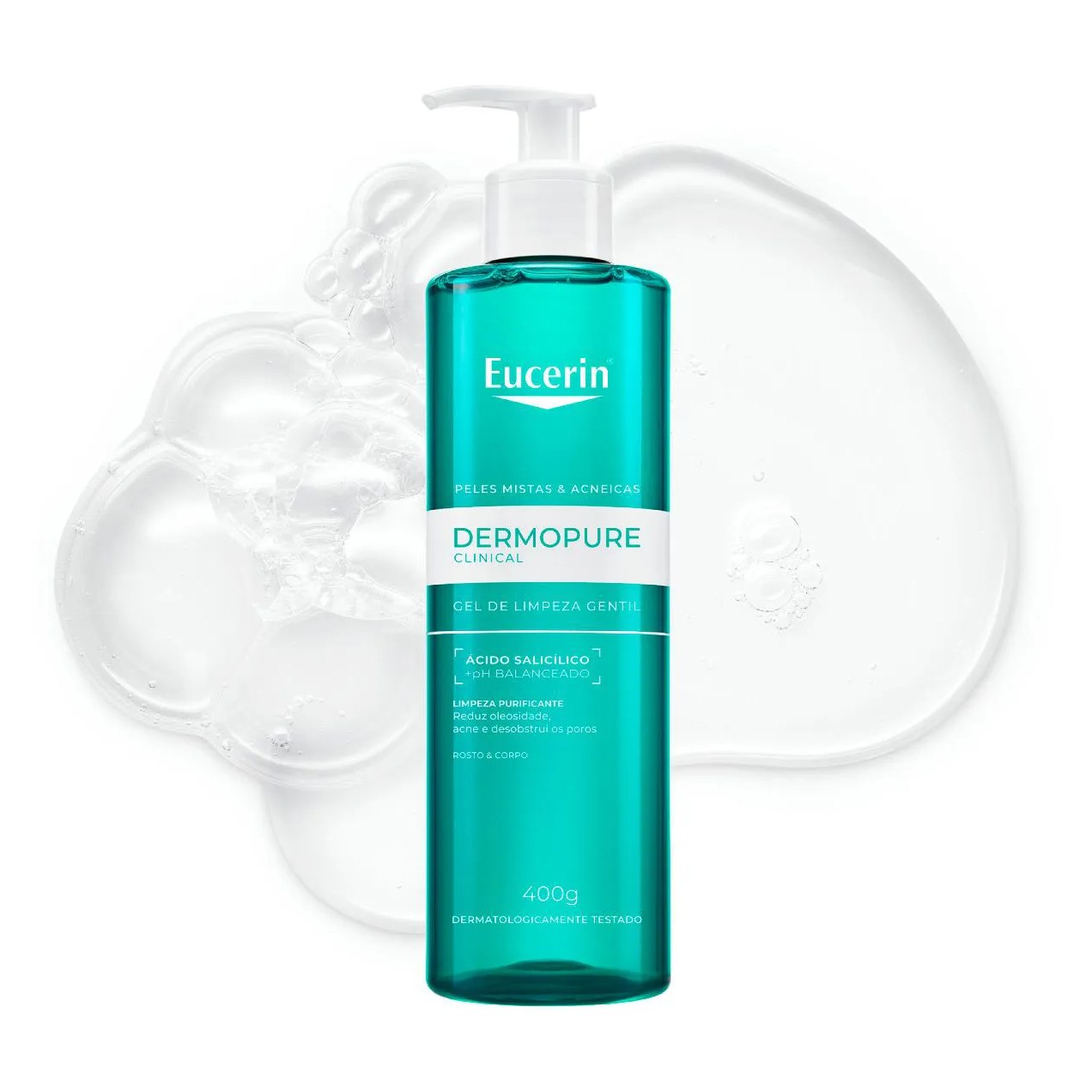 Gel de Limpeza Gentil Eucerin Dermopure Clinical Rosto e Corpo Pele Mista e Acneica 400ml