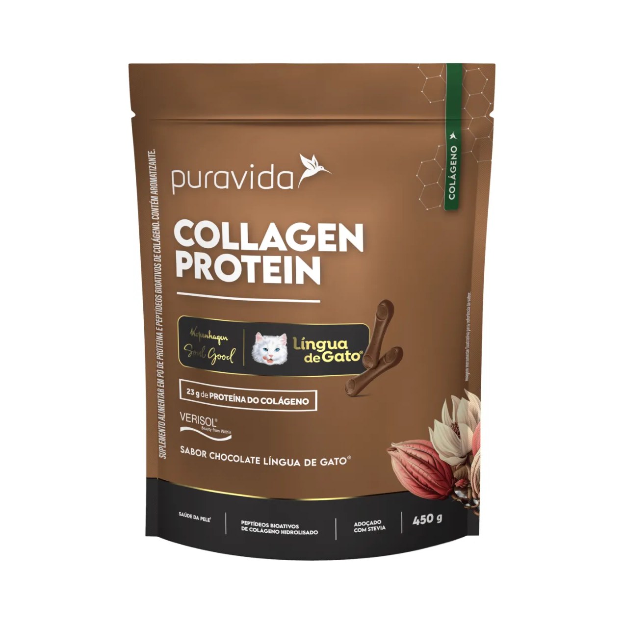 Proteína do Colágeno Puravida Collagen Protein Língua de Gato 450g