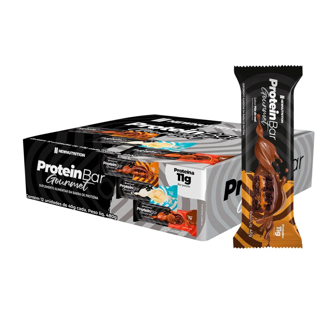 Barra Proteica Gourmet 40G Sabor Pao de Mel Chocolate