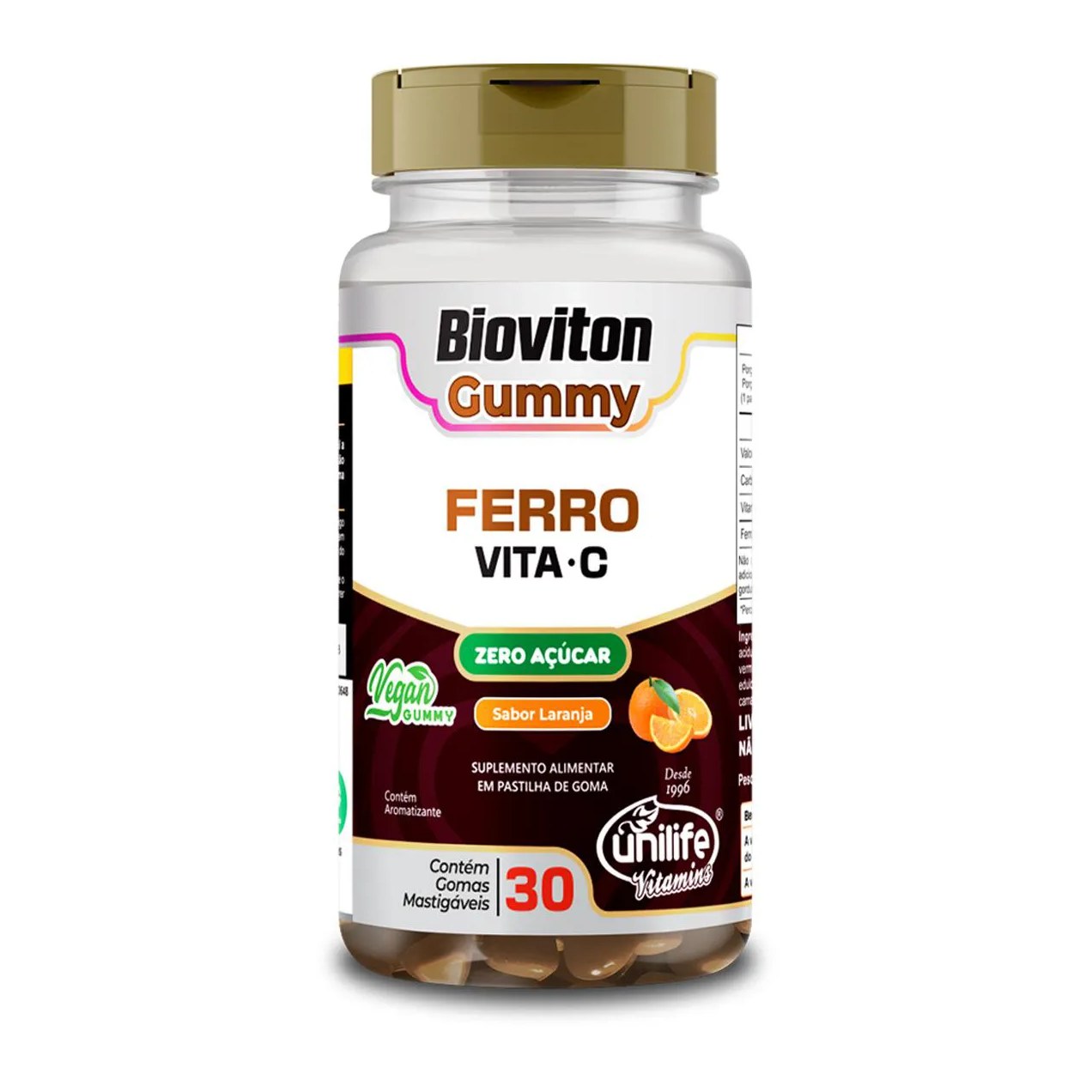 Gummy Ferro + Vitamina C Sabor Laranja Unilife 30 Gomas