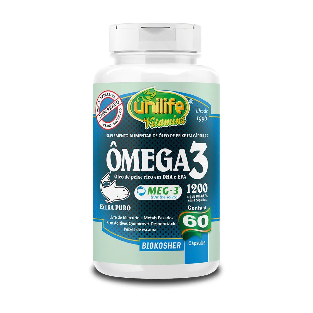 Ômega 3 Óleo de Peixe Unilife 60 Cápsulas 1200Mg