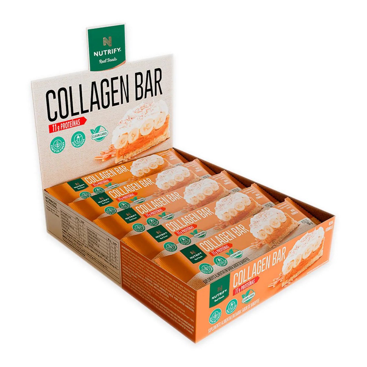 Caixa Collagen Bar Nutrify Barra Proteína Banoffe 10Und