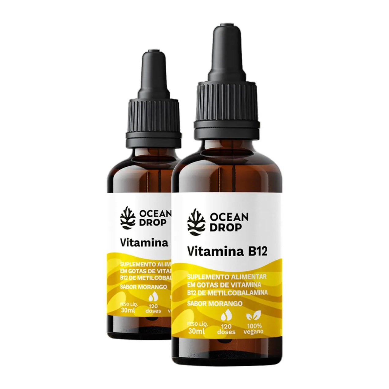 Kit 2 Vitamina B12 em Gotas Ocean Drop 30Ml Sabor Morango