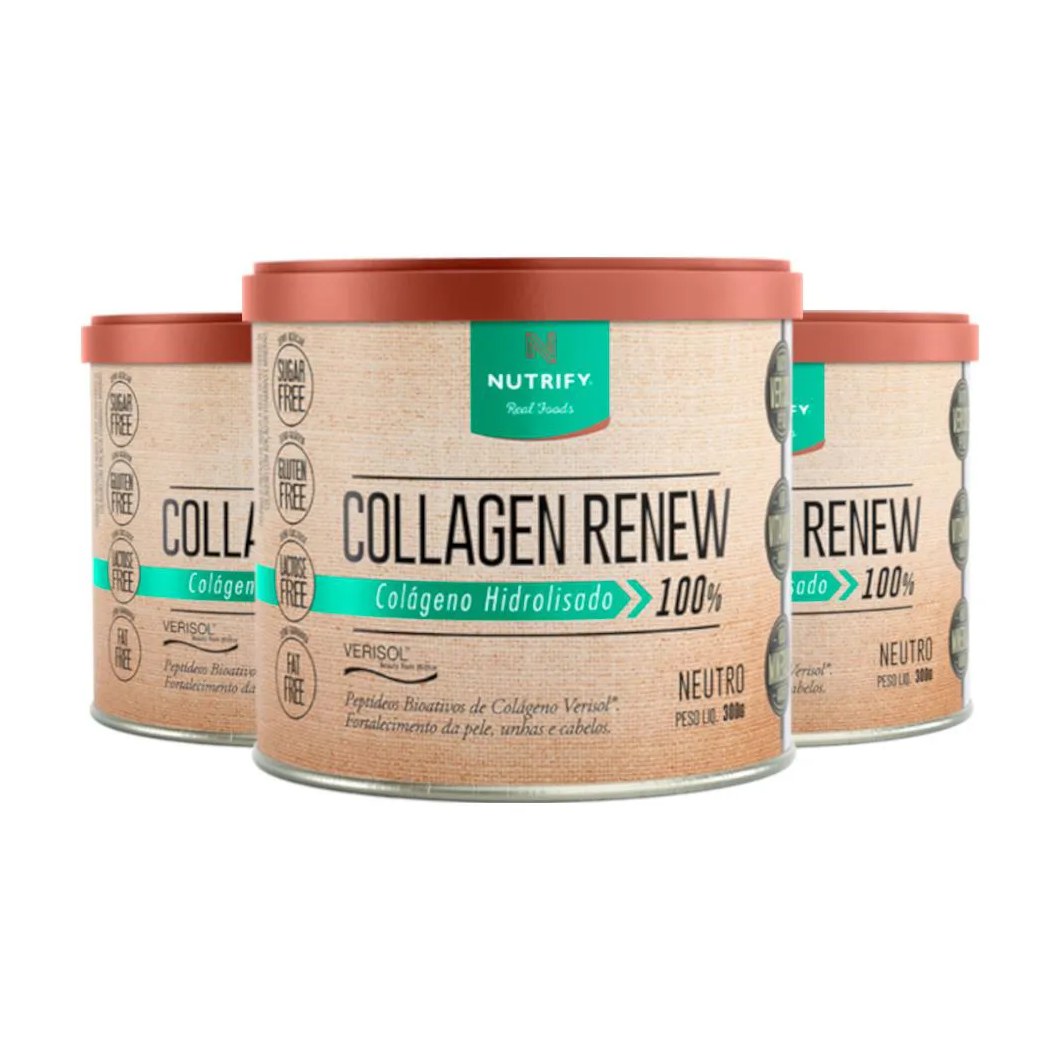 Kit 3 Collagen Renew Colágeno Hidrolisado Neutro Nutrify 300G