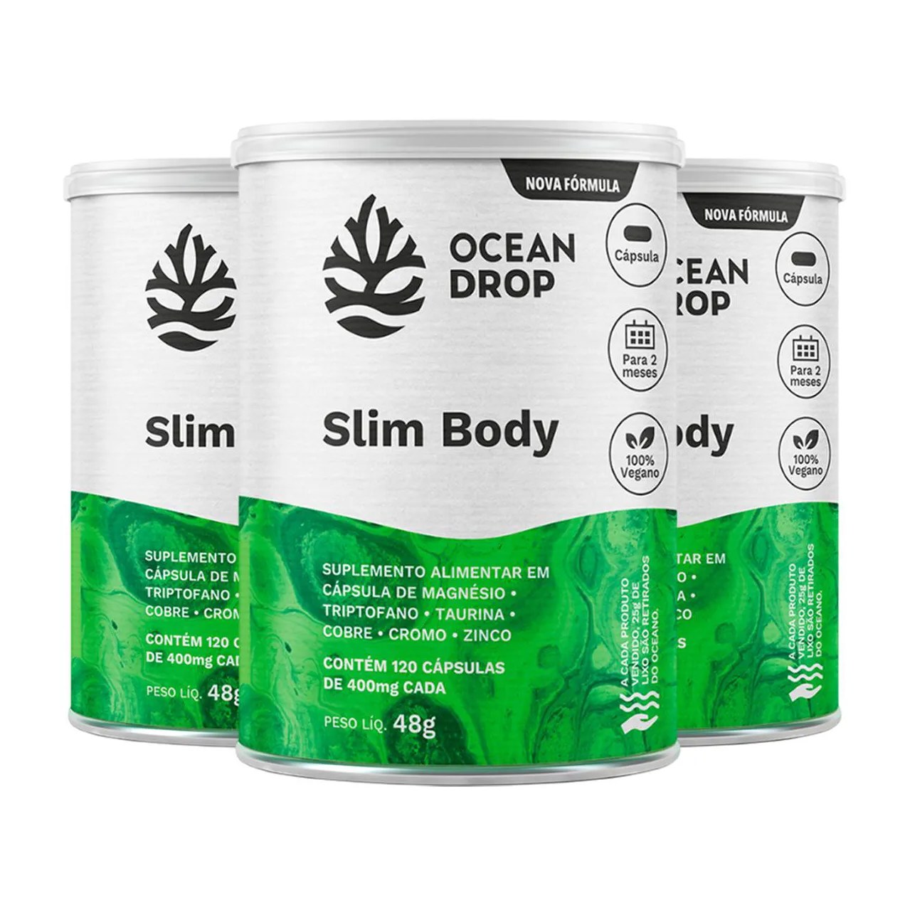 Kit 3 Slim Body Ocean Drop Vegano 120 Cápsulas