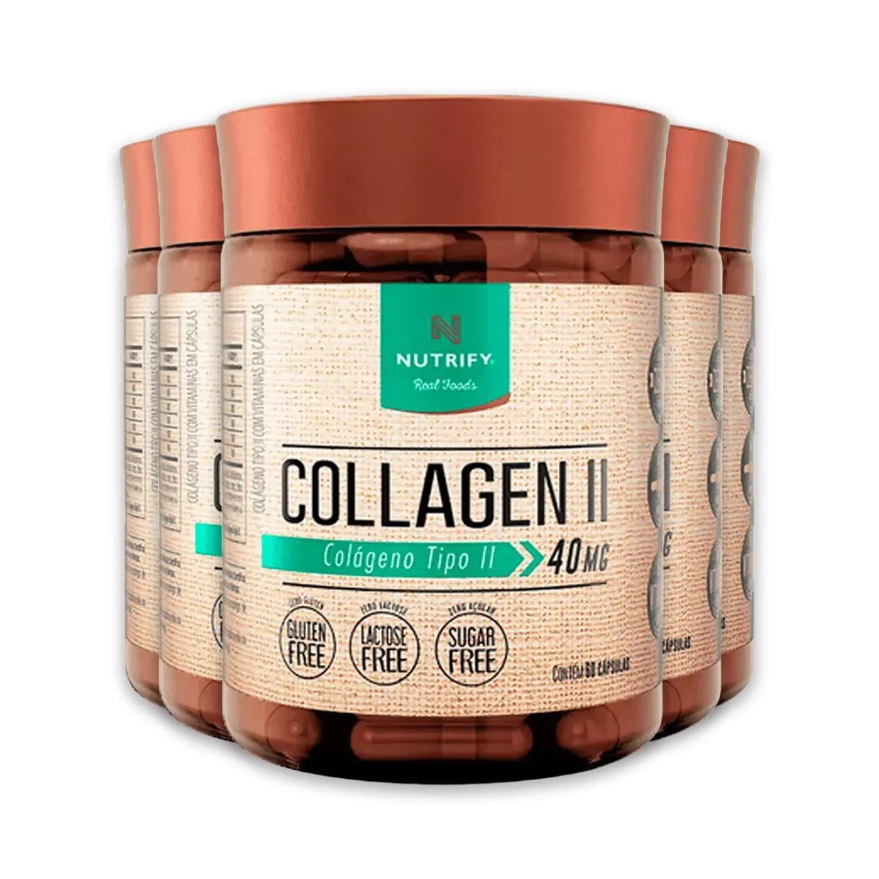 Kit 5 Colágeno Tipo 2 Collagen Ii Nutrify 60 Cápsulas