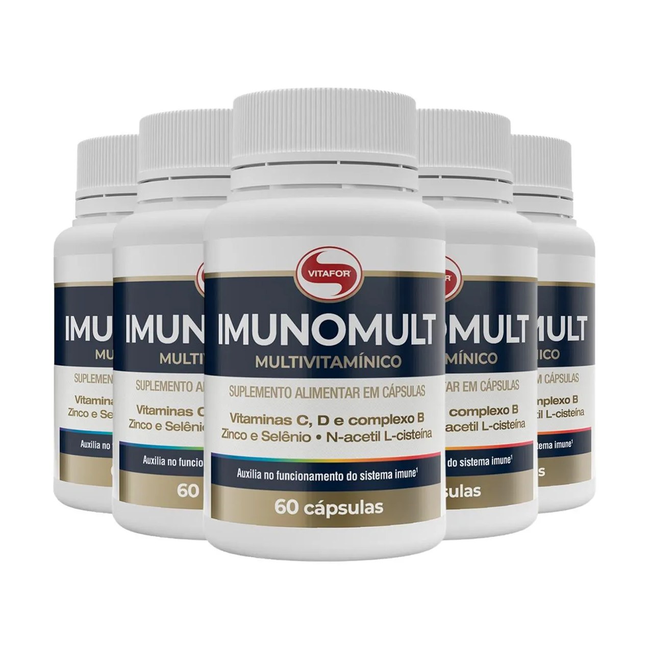 Kit 5 Imunomult Multivitamínico Vitafor 60 Cápsulas