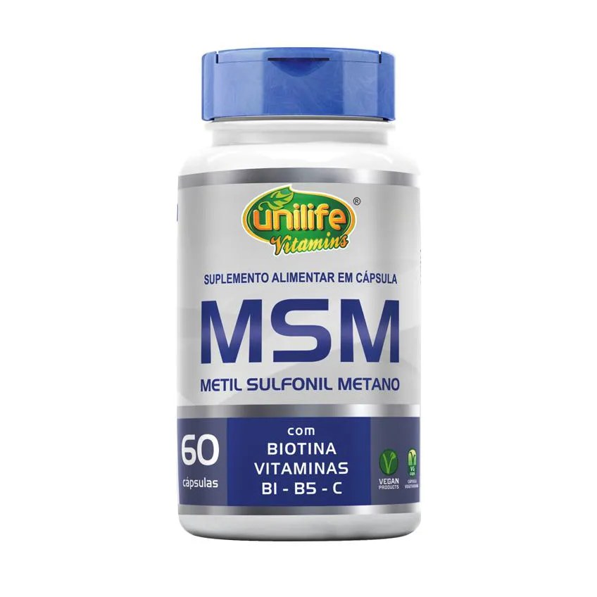 Msm Metil Sufonil Metano + Biotina e Vitamina Unilife 60 Cápsulas