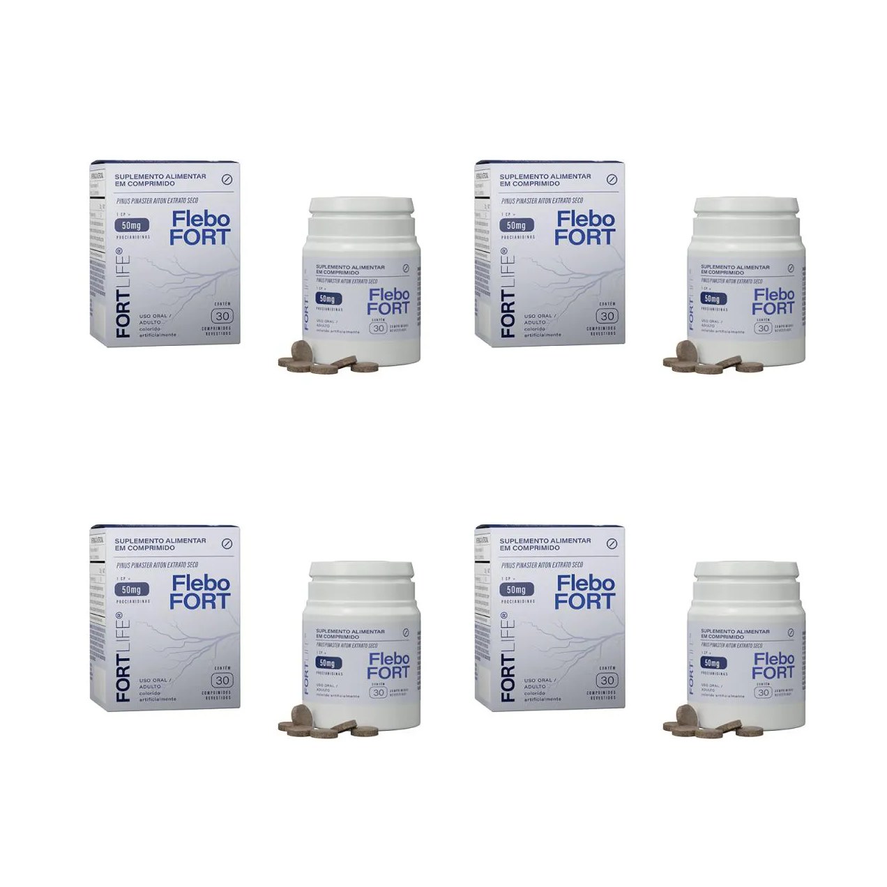 Kit 4 Und Flebofort 50Mg 30 Comprimidos Fortlife
