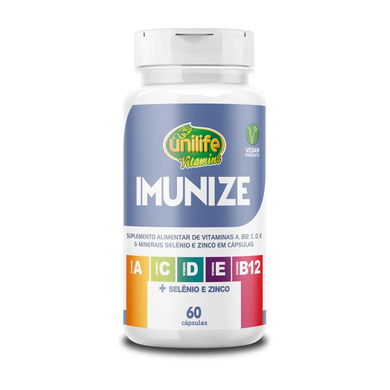 Imunize Vitaminas A, C, D, E, B12 + Selênio e Zinco Unilife 60 Cápsulas