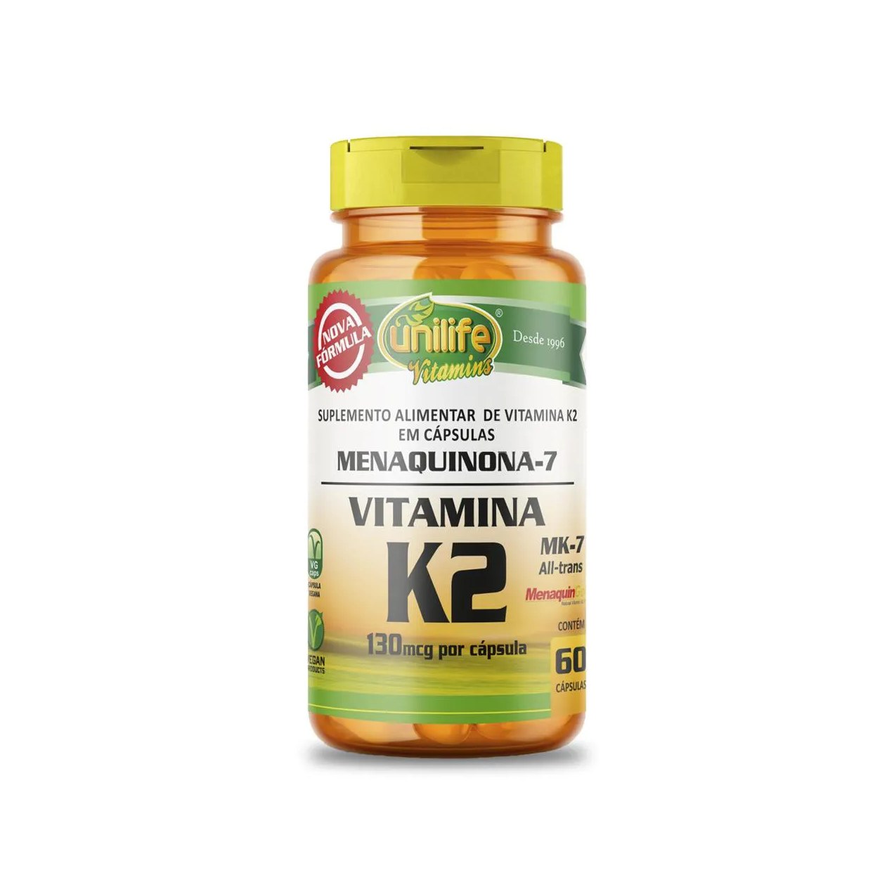 Vitamina K2 Menaquinona Mk7 60 Cápsulas Unilife