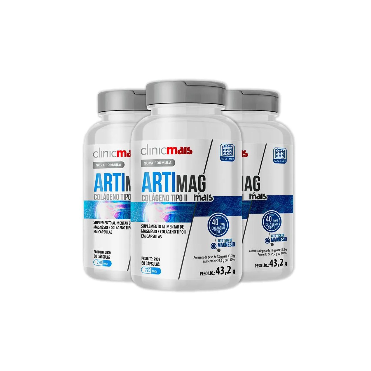 Kit 3 Artimag Colágeno Tipo Ii Clinicmais 60 Cápsulas