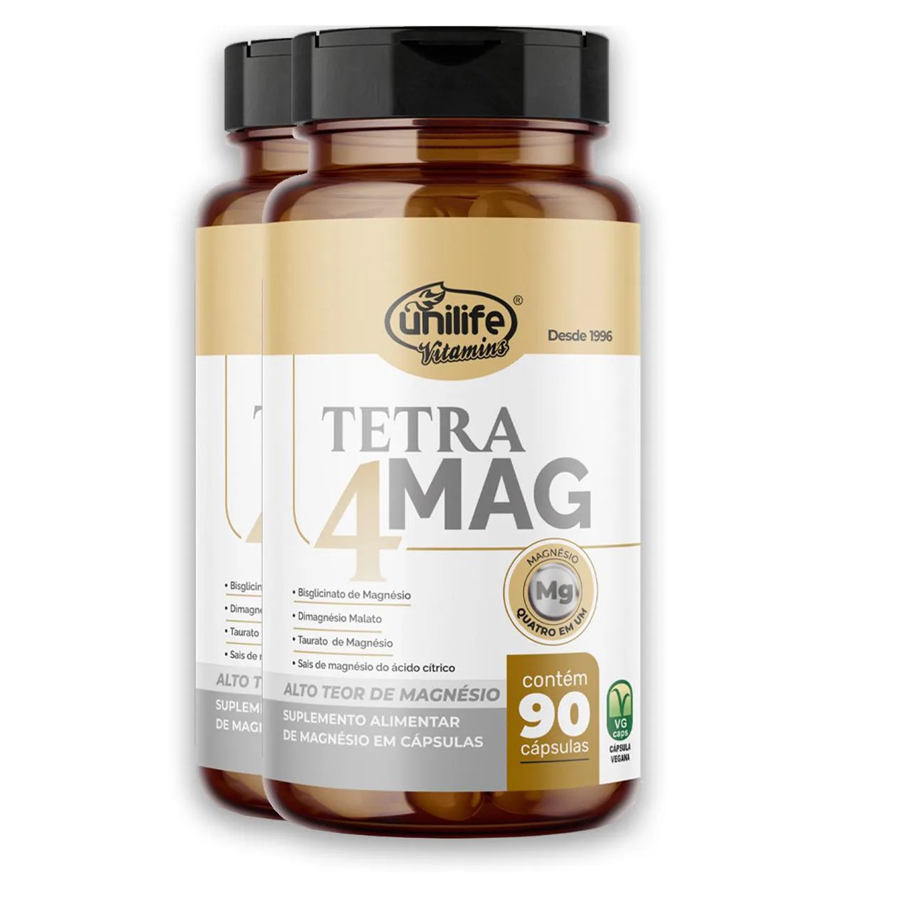 Kit 2 Tetra 4 Mag Unilife 90 Cápsulas Suplemento Alimentar
