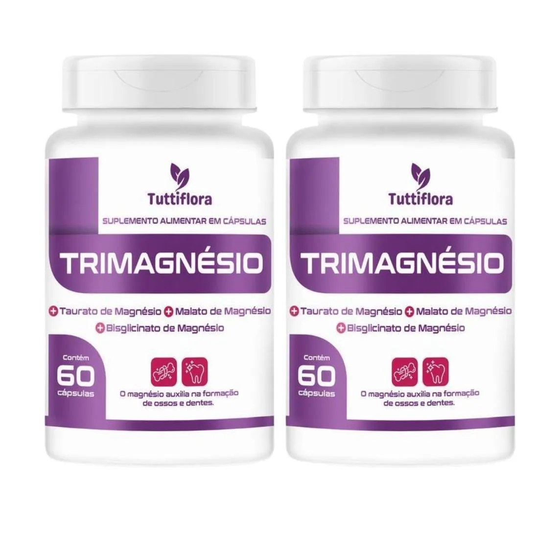 Kit com 2 - Tri Magnésio Premium (taurato, Malato e Quelato) 60 Capsulas de 500mg Nataly