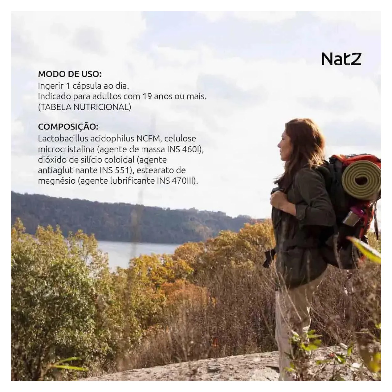Probiótico Lactobacillus Acidophilus Natz 20 cápsulas