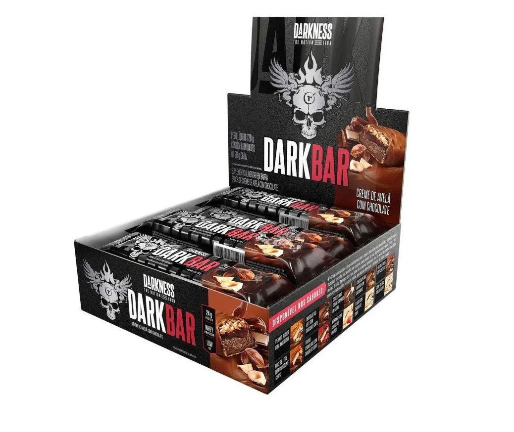 Dark Bar Caixa 8 Unidades (720G) - Sabor: Creme de Avelã C/ Chocolate
