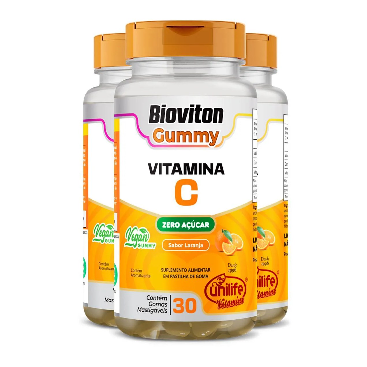 Kit 3 Gummy Vitamina C Laranja Unilife 30 Gomas