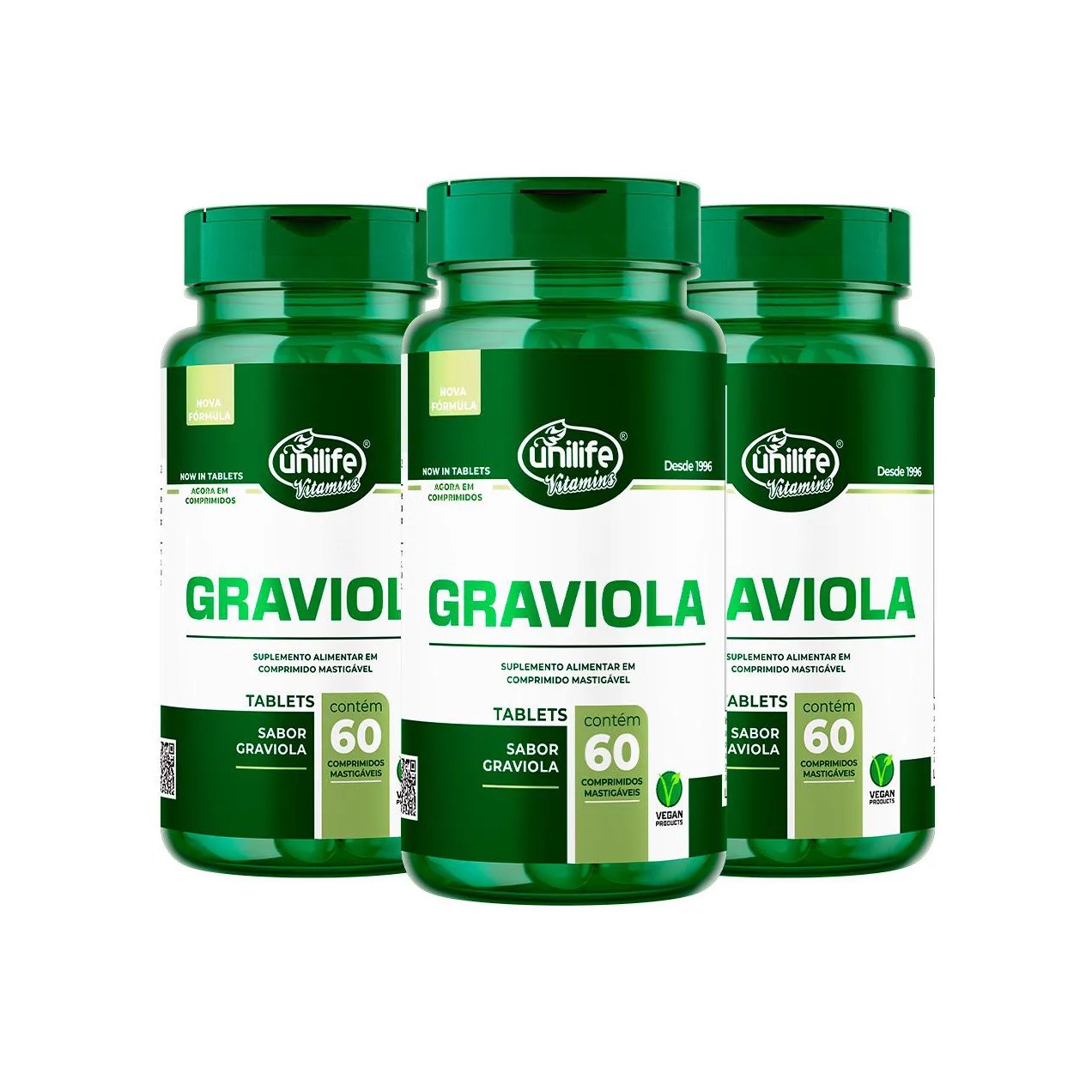 Kit 3 Graviola Unilife 60 Comprimidos 1000Mg