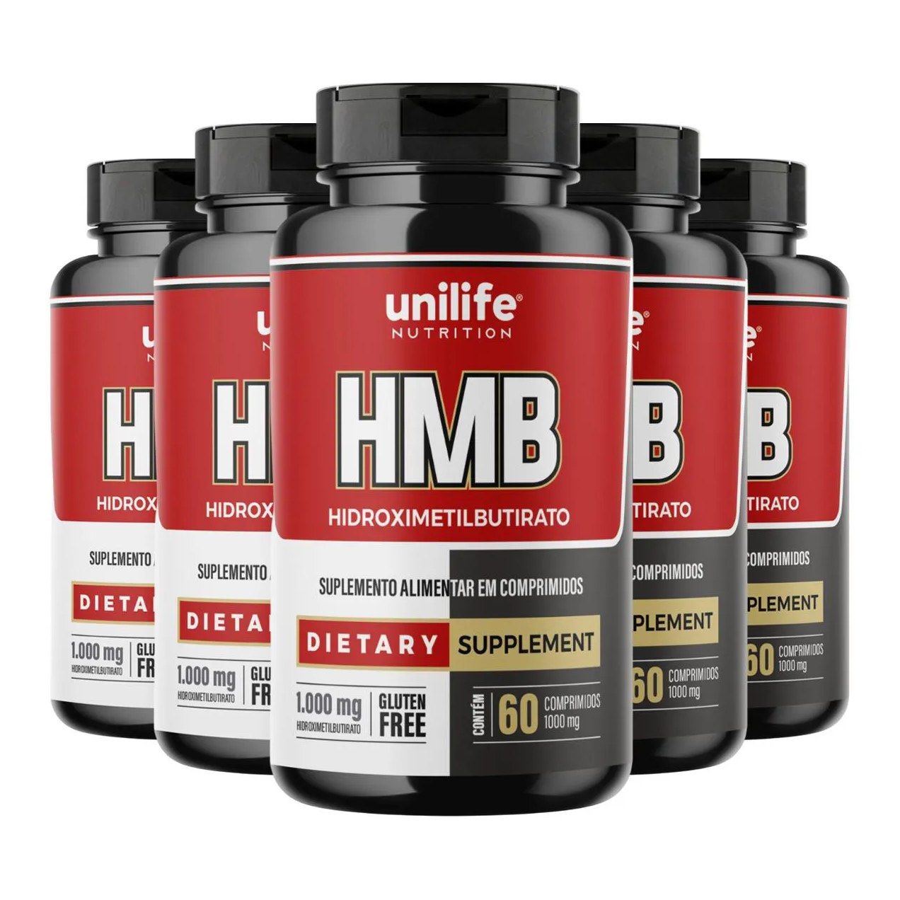 Kit 5 Hmb Unilife 60 Comprimidos 1000Mg