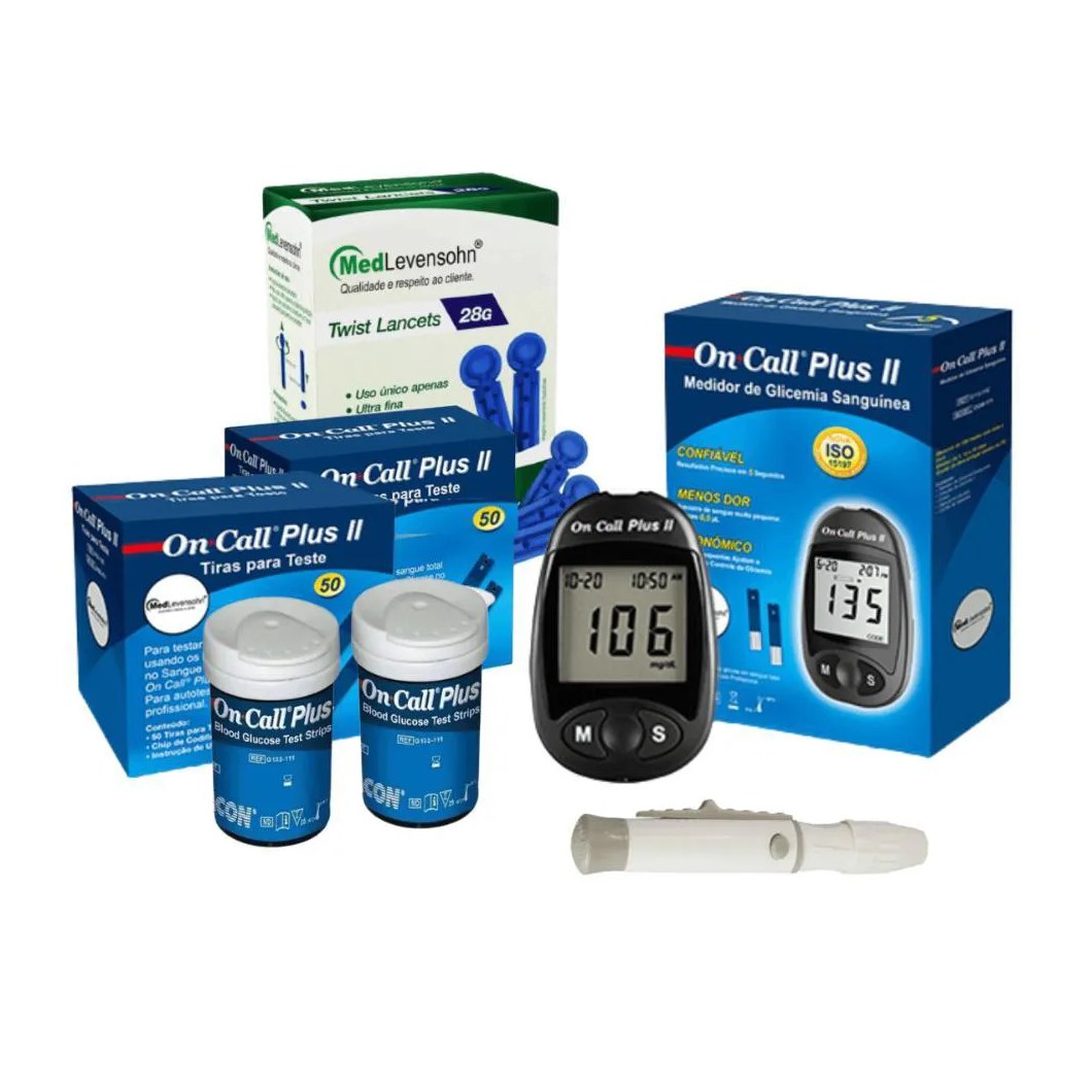 Kit Glicose: Monitor + 100 Tiras + 100 Lancetas Ocp Ii
