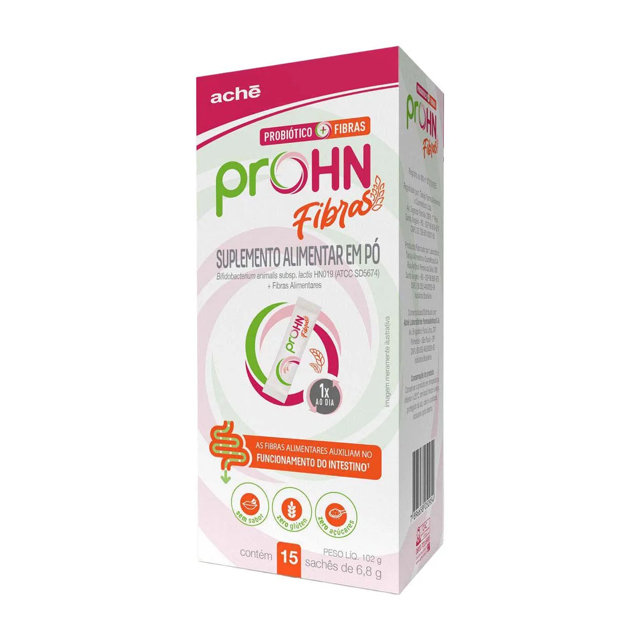Probiótico Prohn Fibras Sem Sabor sachê 6,8g 15 unidades