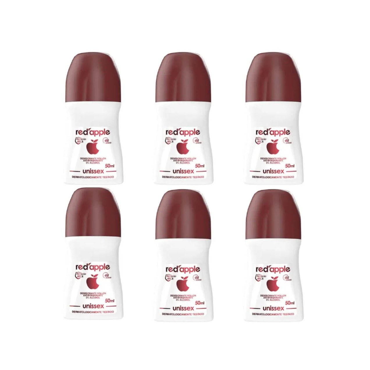 Kit 6Un Red Apple Antitranspirante Roll-On Unissex