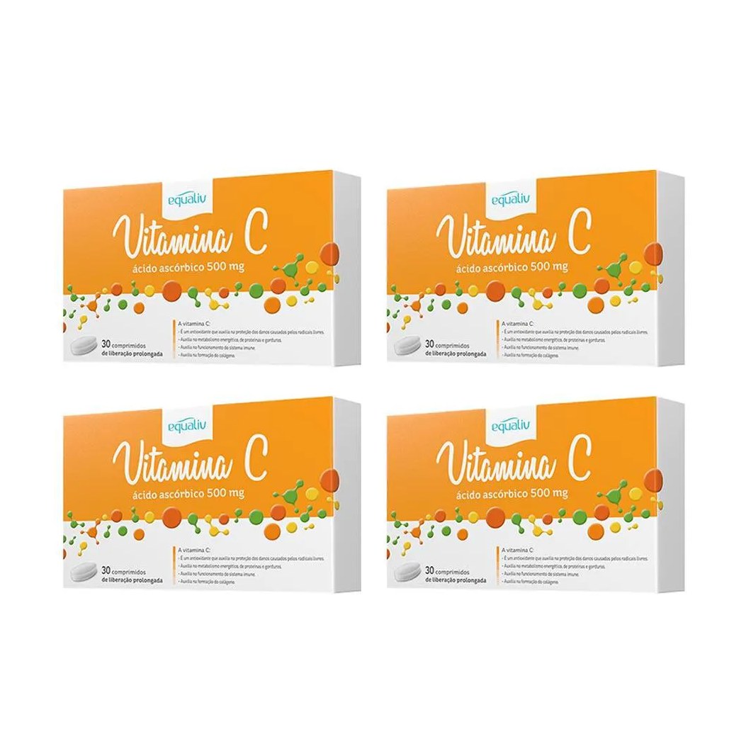 Kit 4 Vitamina C 500Mg Suplemento Alimentar 30 Cpr - Equaliv