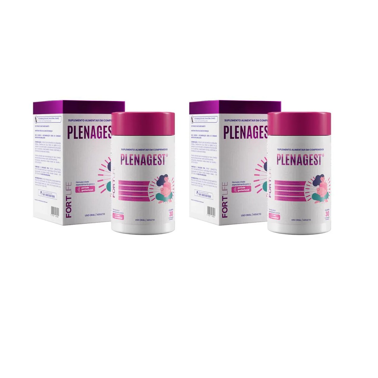 Kit 2 Und Plenagest (Gestante) 30 Comprimidos Fortlife