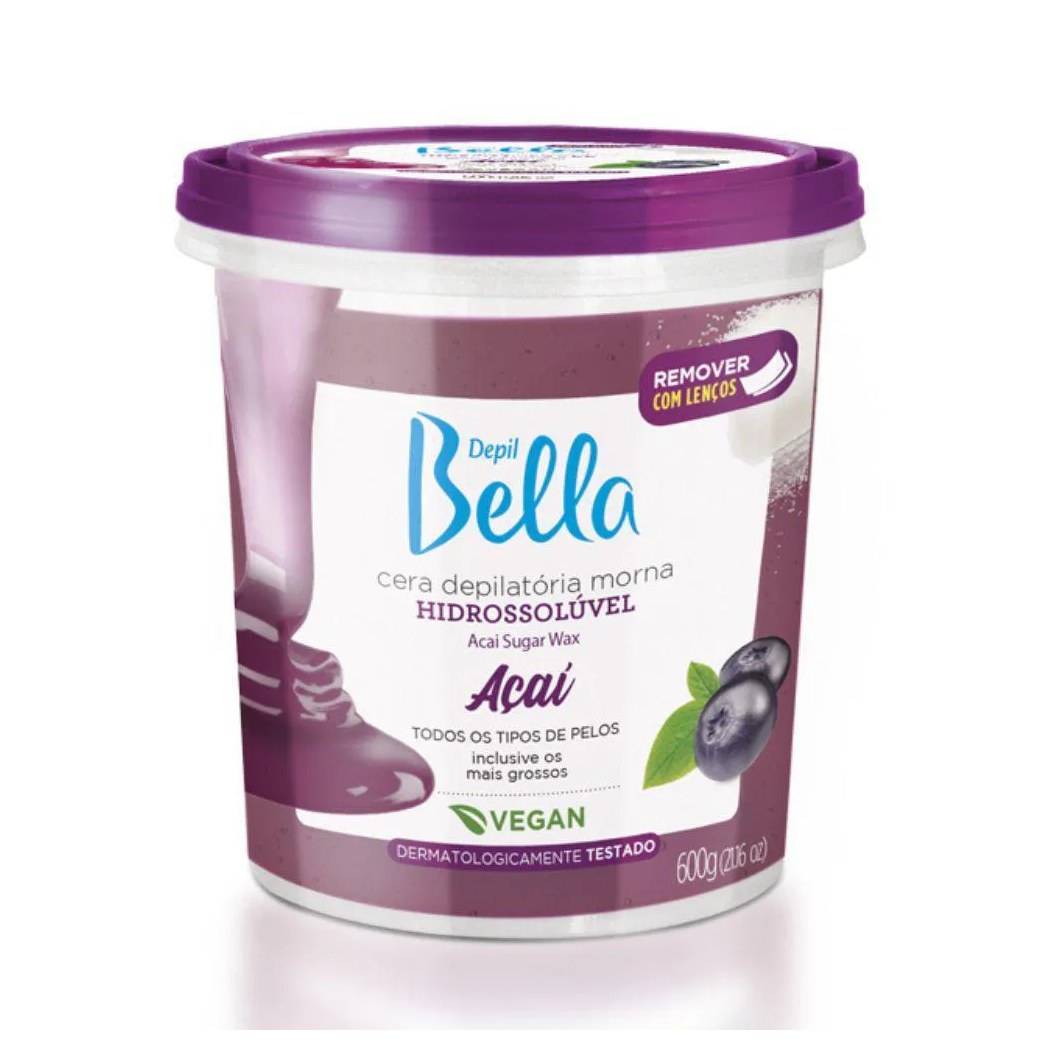 Depil Bella Cera Depilatória Morna Hidrossolúvel Açaí 600G