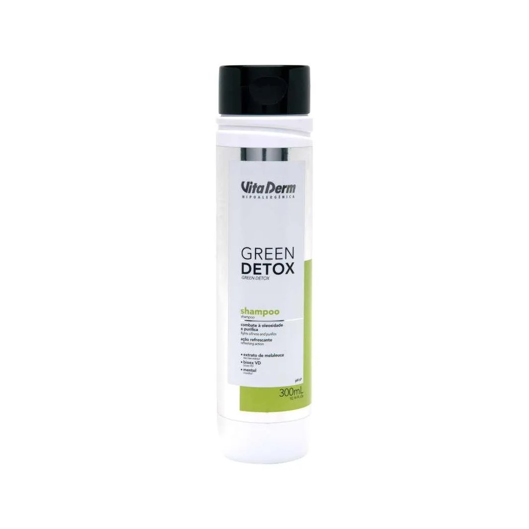 Shampoo Vita Derm Green Detox Cabelos Oleosos 300 Ml