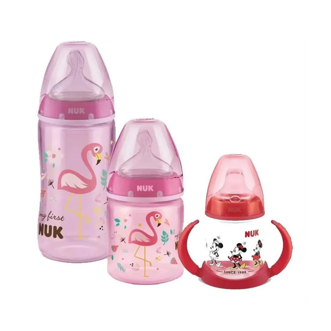 Kit Mamadeiras My First 150Ml + 300Ml Azul + Copo Treinamento 150Ml Nuk Minnie