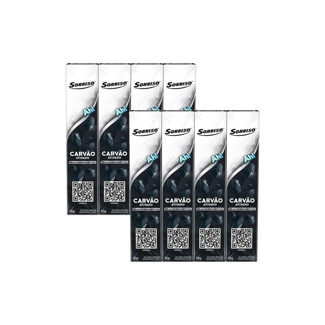 Kit 2 Pack Creme Dental Sorriso Carvão Ativado 90G 4Un Cada