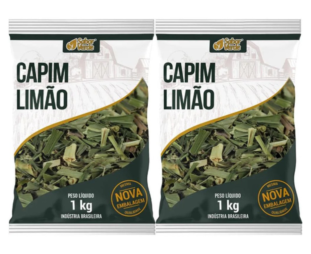Cha de Capim Limão Cidreira Premium 2 X 1Kg Sabor Verde