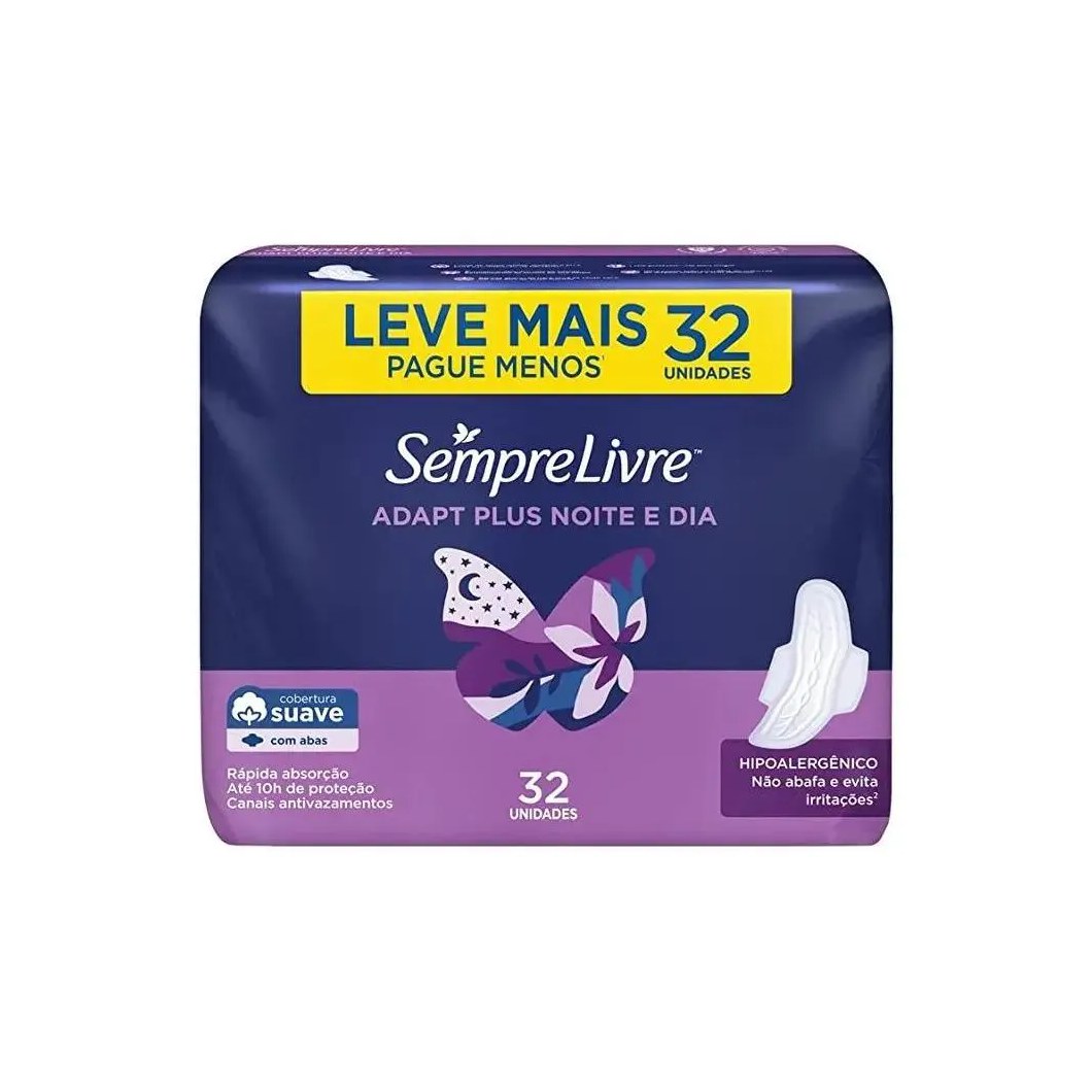 Absorvente Sempre Livre com Abas Noturno Suave 32Un