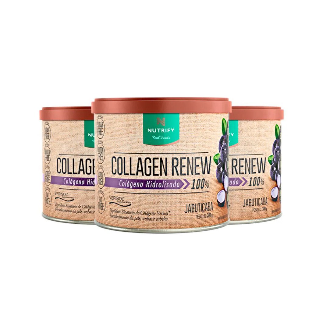 Kit 3 Collagen Renew Colágeno Hidrolisado Jabuticaba Nutrify 300G