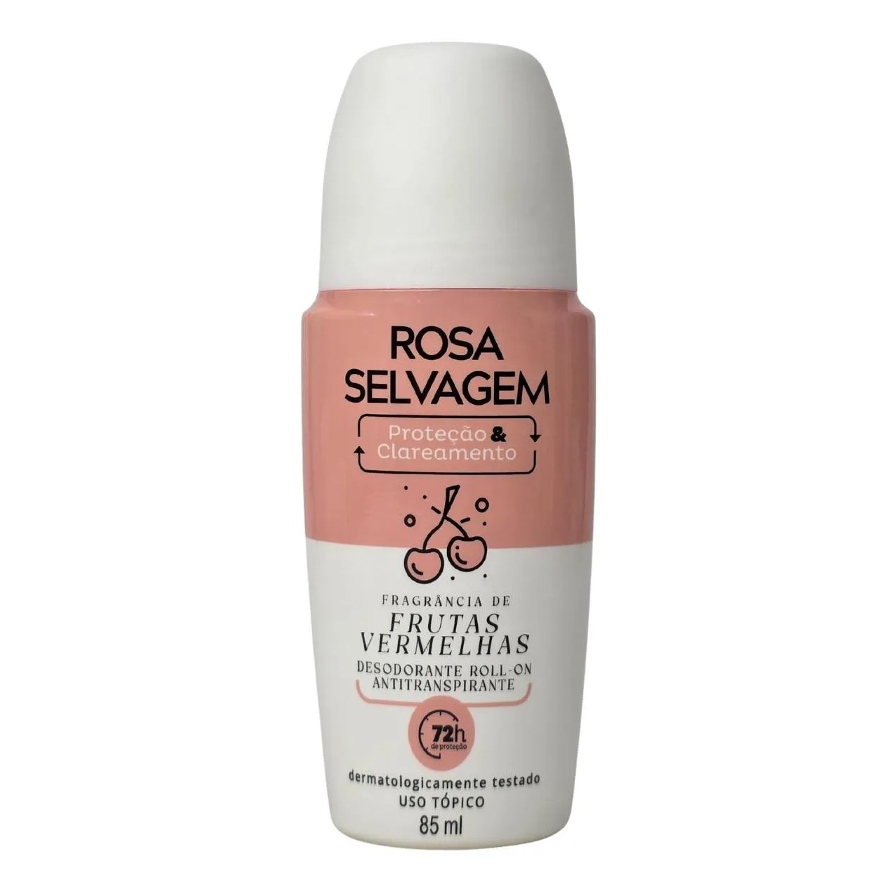 Desodorante Roll-On Proteção e Clareador Frutas Vermelhas 72H Rosa Selvagem 85Ml