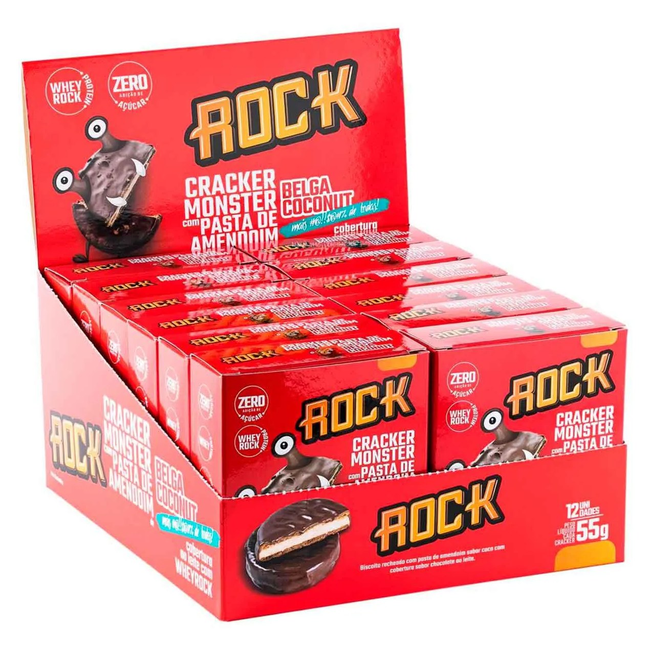 Rock Cracker Monster Belga Coconut 12 Unidades Alfajor Rock