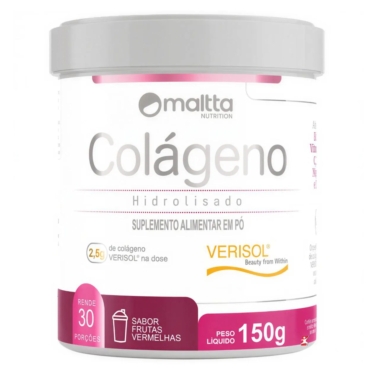 Colágeno Hidrolisado Verisol + Vitaminas + Minerais Morango 150G - Maltta Nutrition
