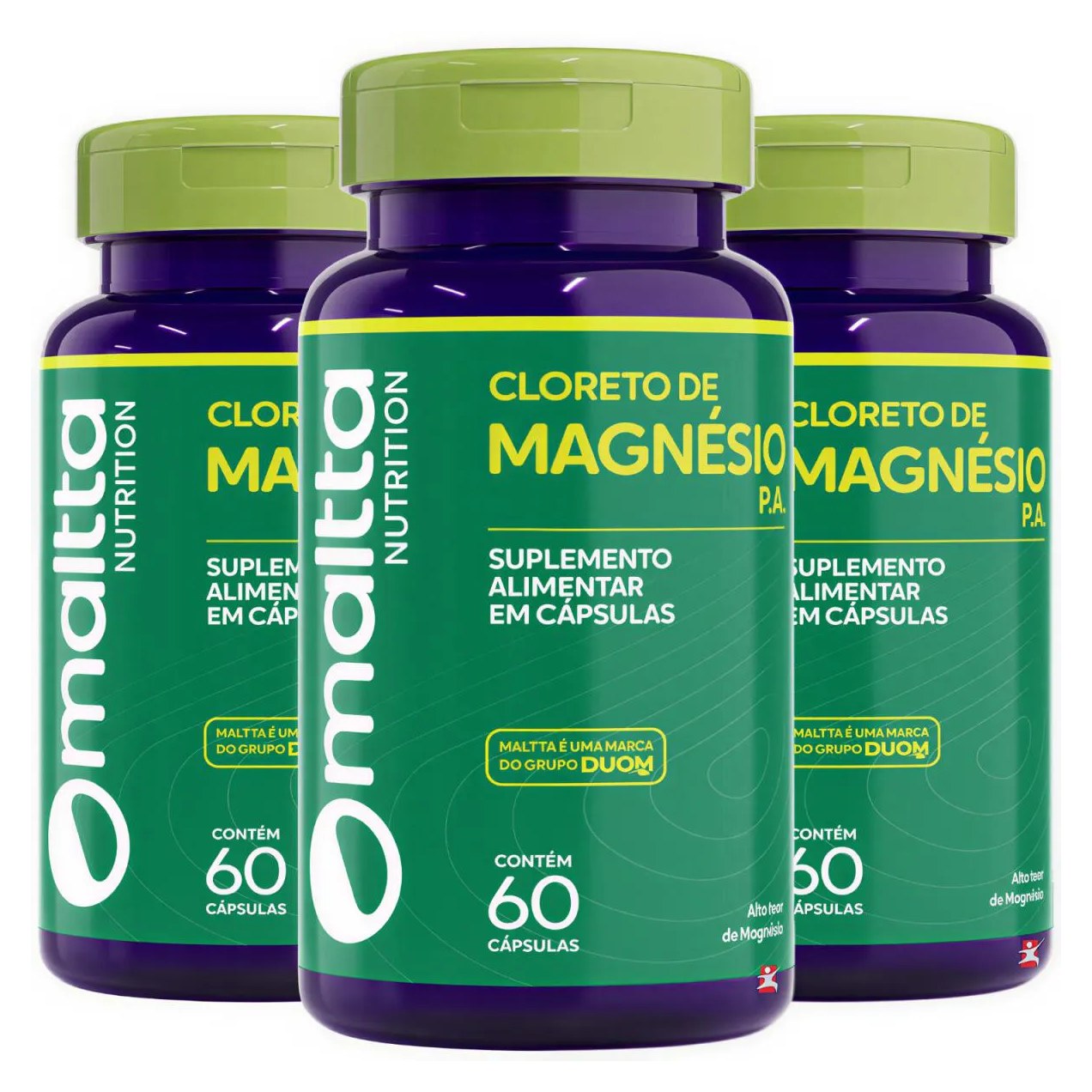 Kit 3 Cloreto de Magnésio P.a Concentrado Total 180 Cápsulas - Maltta Nutrition