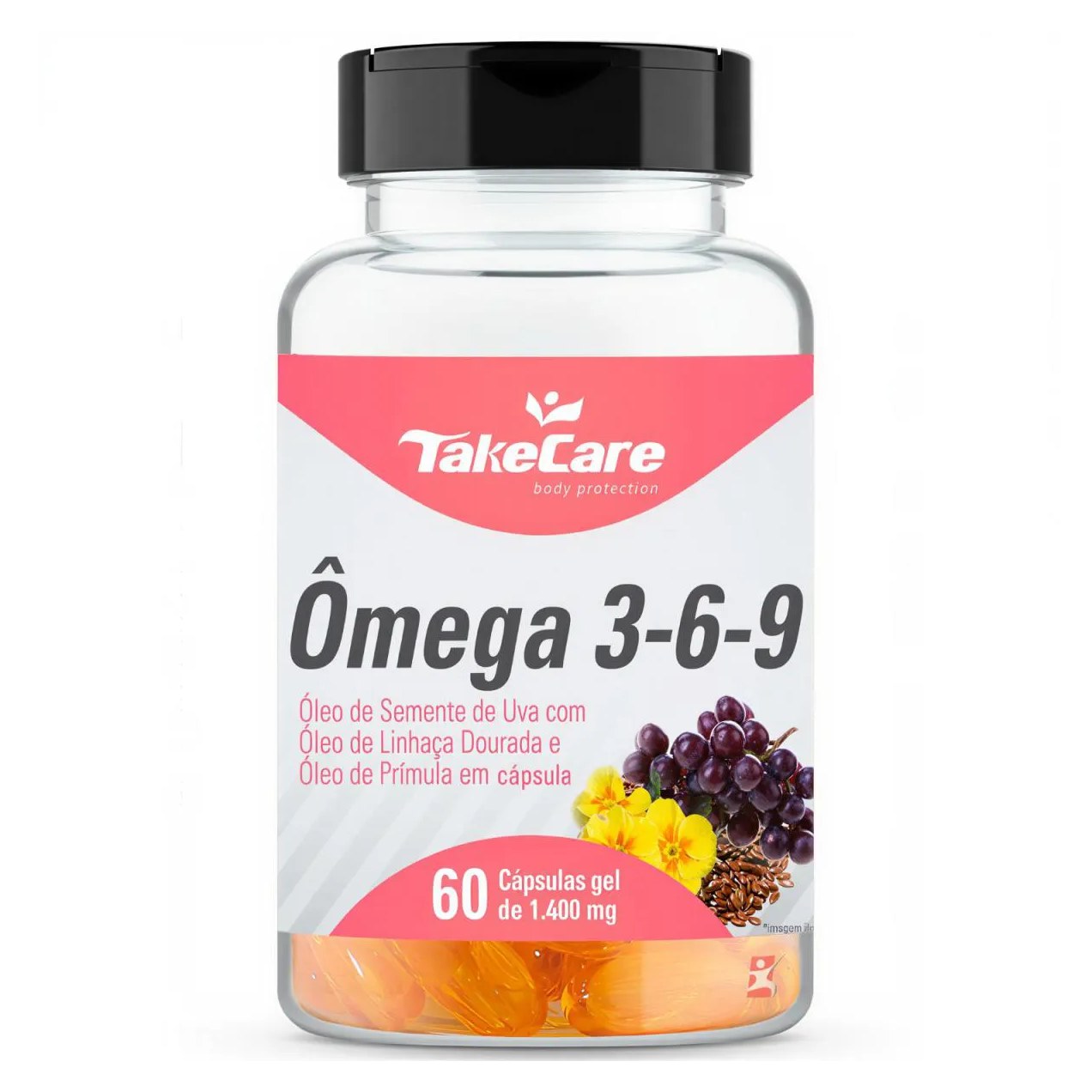 Ômega 3-6-9 Óleo de Semente de Uva + Linhaça + Prímula 60 Cápsulas – Take Care