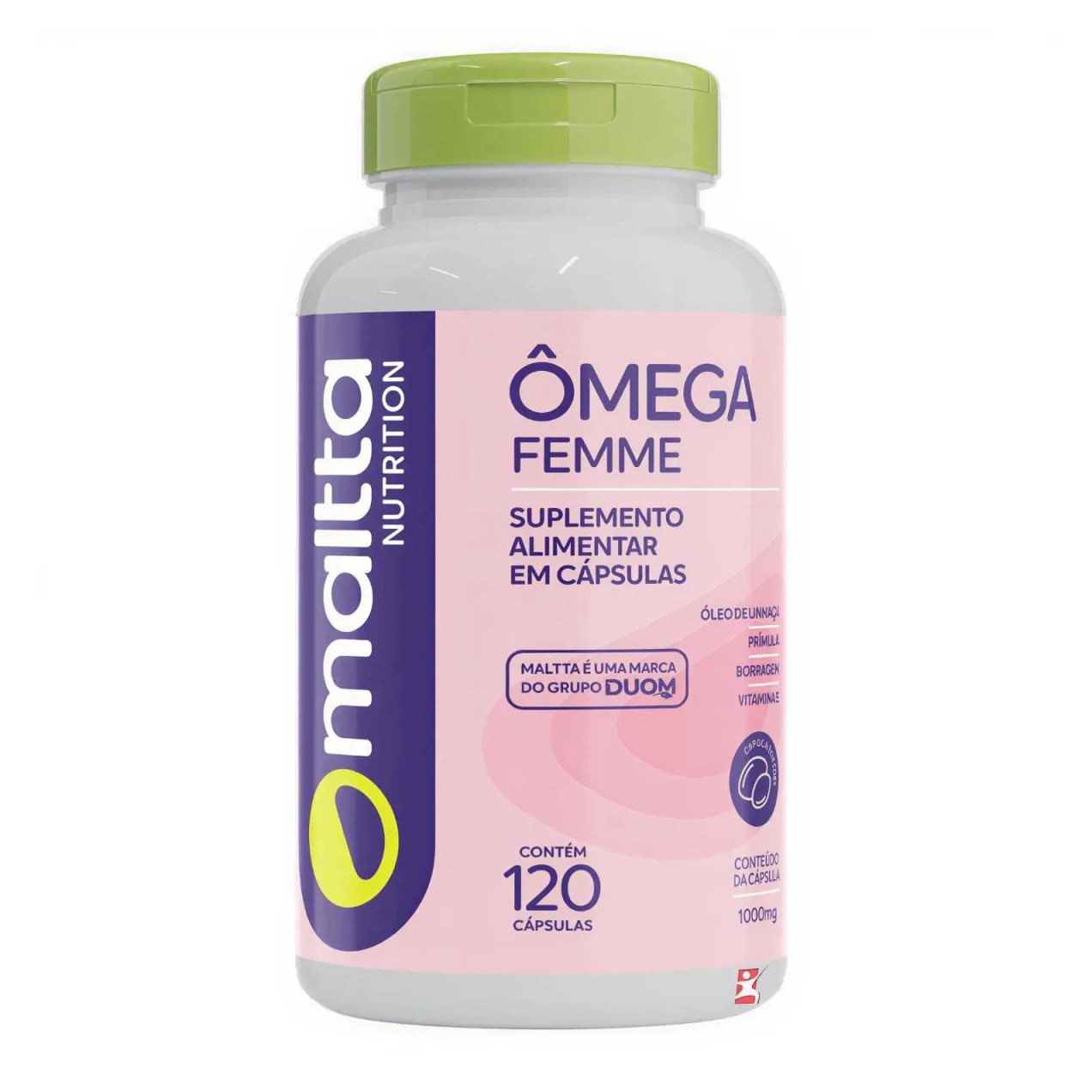 Omega Femme - Óleo de Prímula + Borragem + Linhaça com Vitamina e 120 Cápsulas - Maltta Nutrition