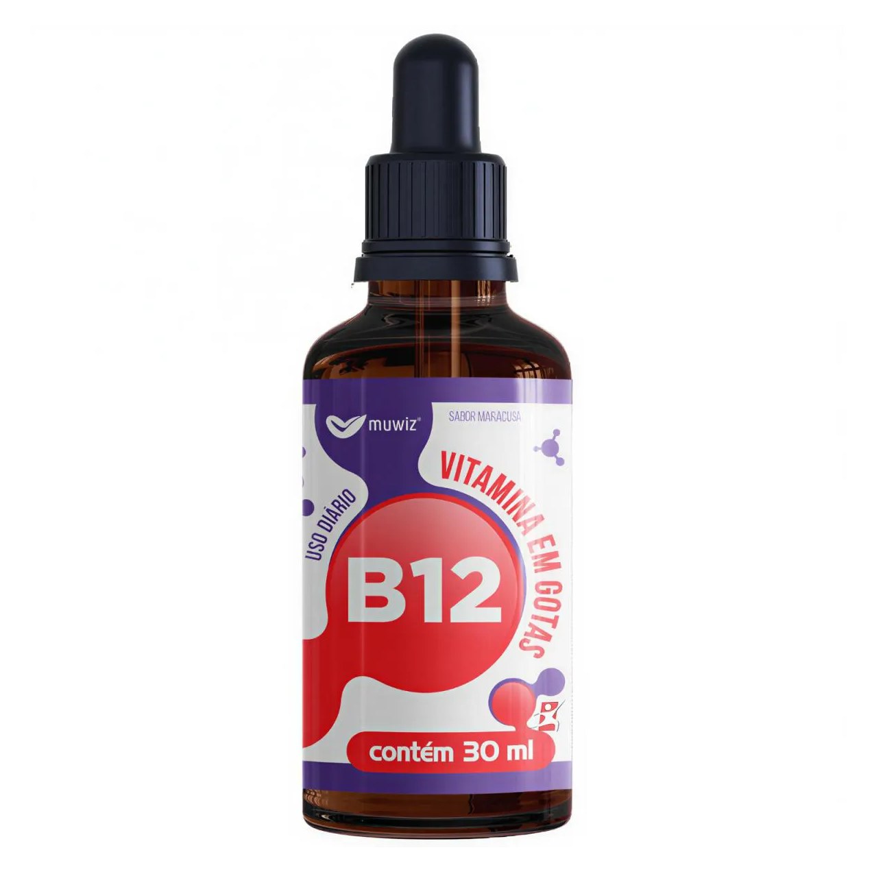 Vitamina B12 Cianocobalamina Concentrada 1 Gota ao Dia 30Ml 600 Doses – Muwiz