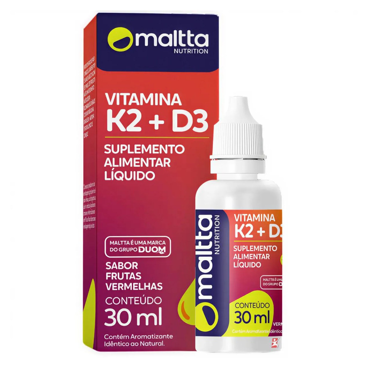 Vitamina D3 + K2 Fórmula Concentrada em Gotas 30 Ml Frutas Vermelhas - Maltta Nutrition