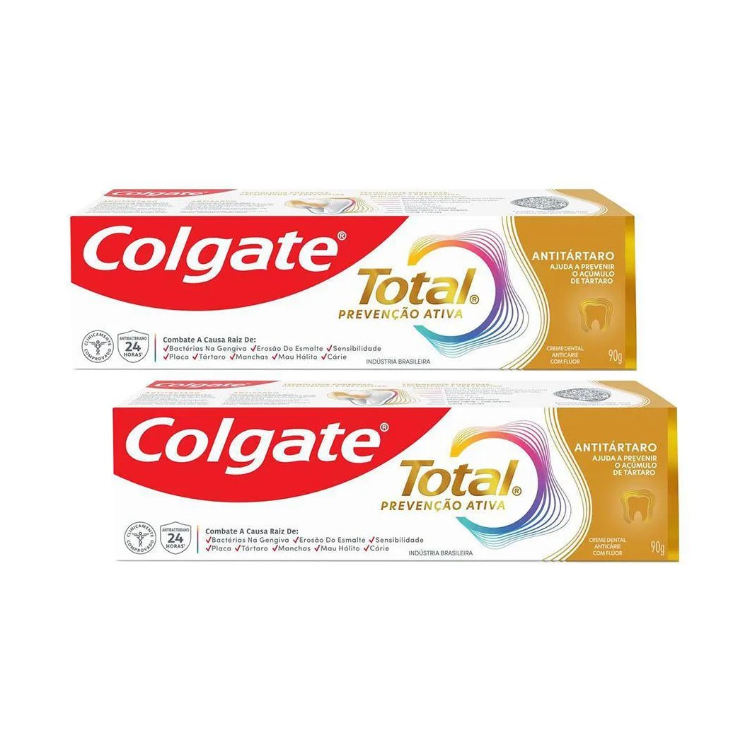 Kit 2 Cremes Dentais Colgate Total Anti Tártaro 90G