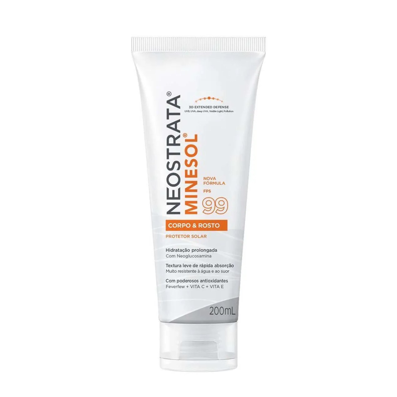Protetor Solar Corporal Facial Fluido Hidratante Antioxidante FPS 99 Neostrata Minesol 200ml