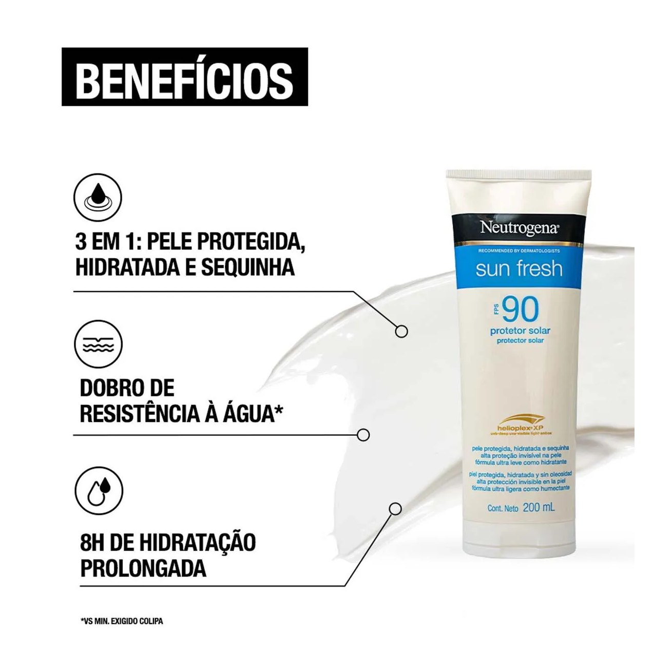 Protetor Solar Corporal Loção FPS 90 Neutrogena Sun Fresh 200ml