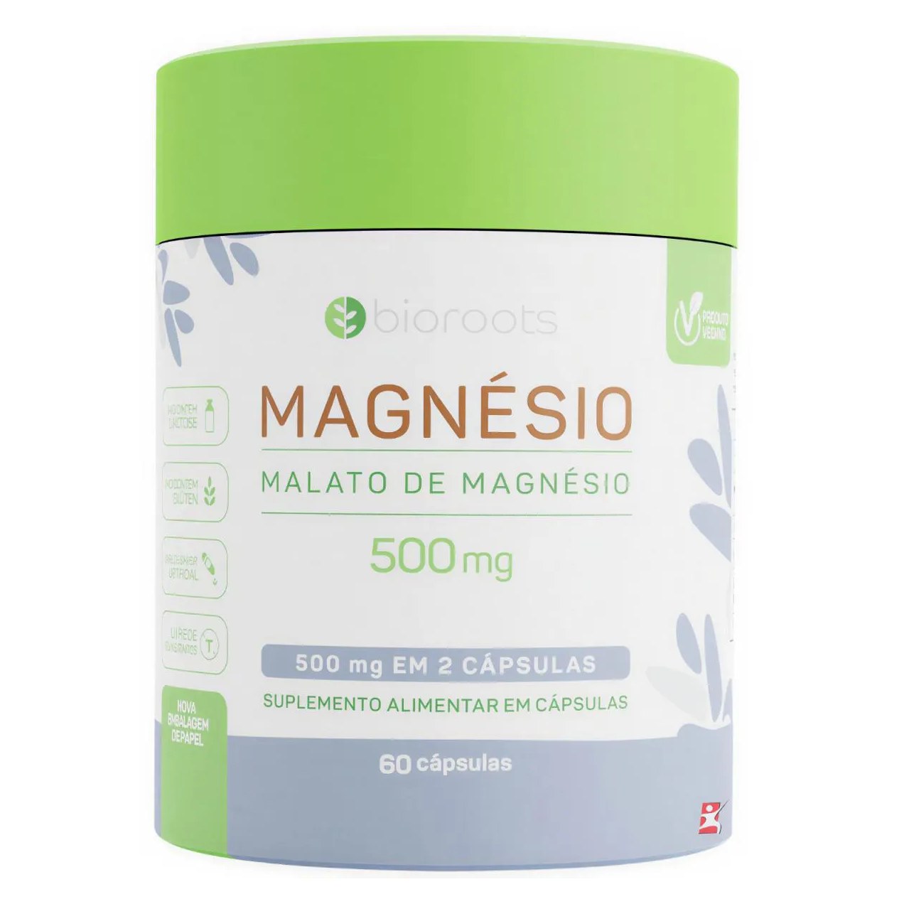 Magnesio Malato Muscle Health 60 Cápsulas Produto Vegano - Bioroots